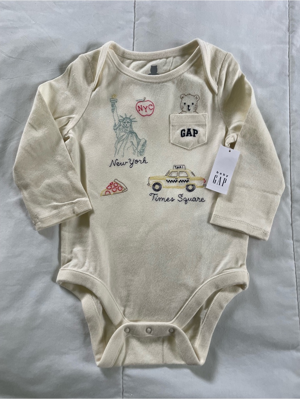 Baby GAP Cream New York Graphic Baby One-Piece